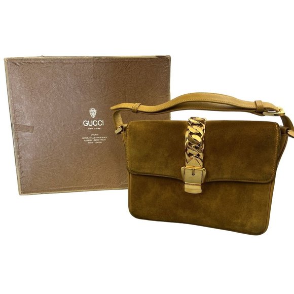 Gucci yellow leather & suede 1975 Sylvie bag in original box - Picture 1 of 13